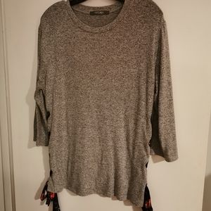 Womens Grey Sweater with Silk Ties